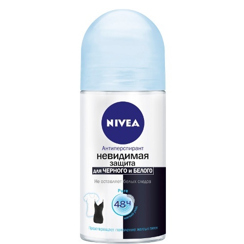 NIVEA Дезодорант-роликовый "Невидимая защита  для черного и белого Pure" 50мл Арт.82234.